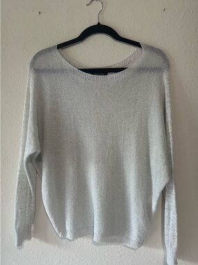 Allegra Unione Metallic Silver Lightweight Knit Sweater - Women